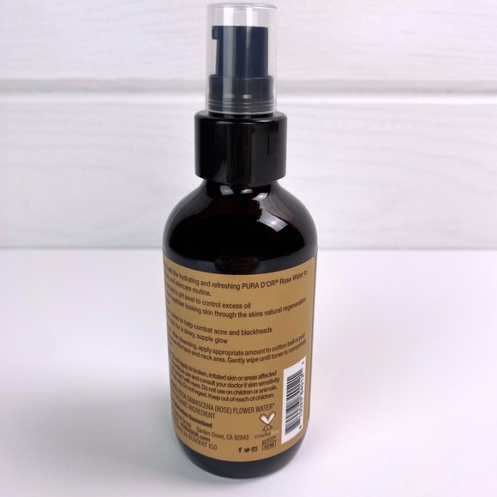 Pura d'or Organic Rose Water Toner Spray Skin Hydrator Moisturizer Antioxidant - Picture 5 of 5